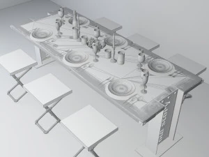 vintage dining table dt2 3D Model