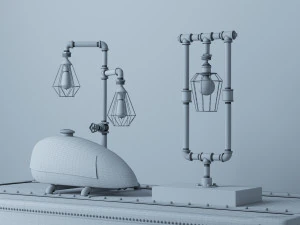 industrial desk lamp d1 3D Model