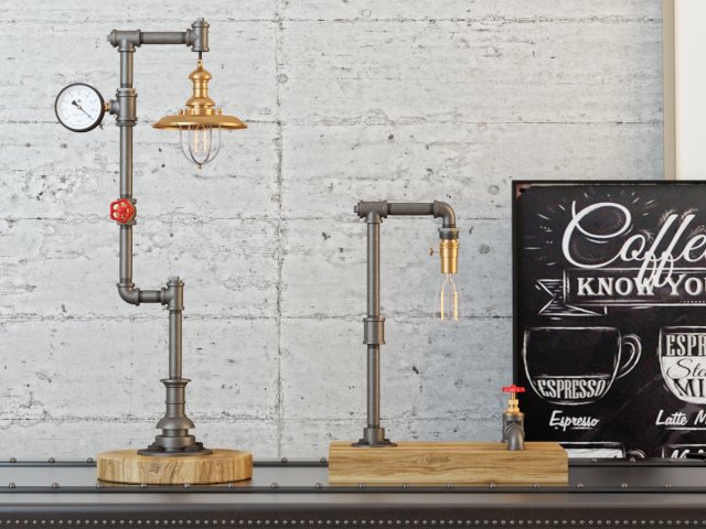 industrial desk lamp d4 3D Model .c4d .max .obj .3ds .fbx .stl .blend 