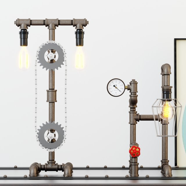 industrial desk lamp d5 3D Model .c4d .max .obj .3ds .fbx .stl .blend 