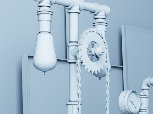 industrial desk lamp d5 3D Model