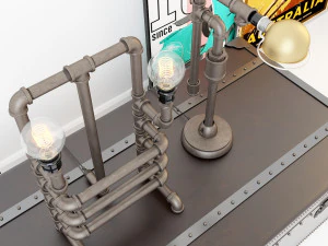 industrial desk lamp d8 3D Model