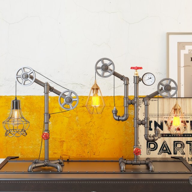 industrial desk lamp d10 3D 模型 .c4d .max .obj .3ds .fbx .stl .blend 