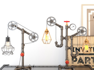 industrial desk lamp d10 3D 模型