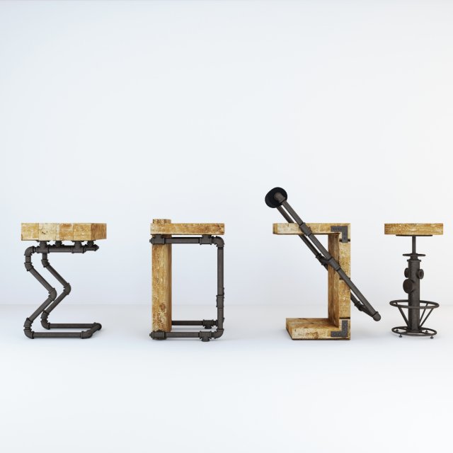 bar stool industrial bs2 3D Model .c4d .max .obj .3ds .fbx .stl .blend 