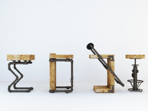 bar stool industrial bs2 3D Model