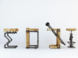 吧台凳工业bs2 3D 模型