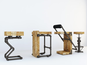 bar stool industrial bs2 3D Model