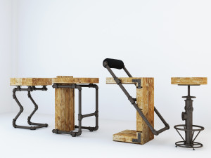 bar stool industrial bs2 3D Model