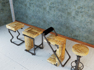bar stool industrial bs2 3D Model