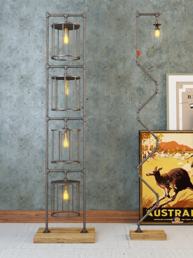 industrial floor lamp l3 3D Model .c4d .max .obj .3ds .fbx .stl .blend 