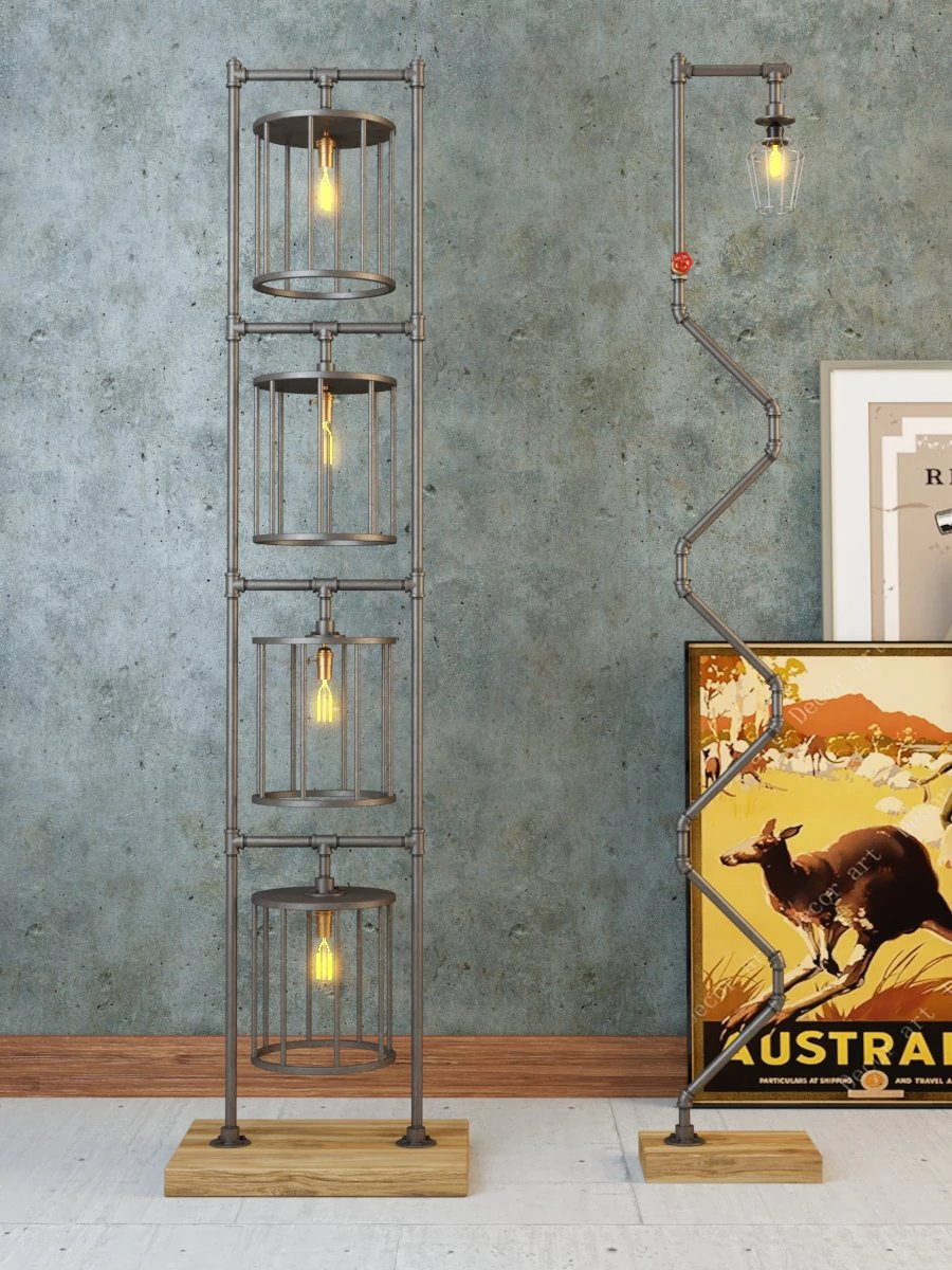 industrial floor lamp l3 3D Model .c4d .max .obj .3ds .fbx .stl .blend 