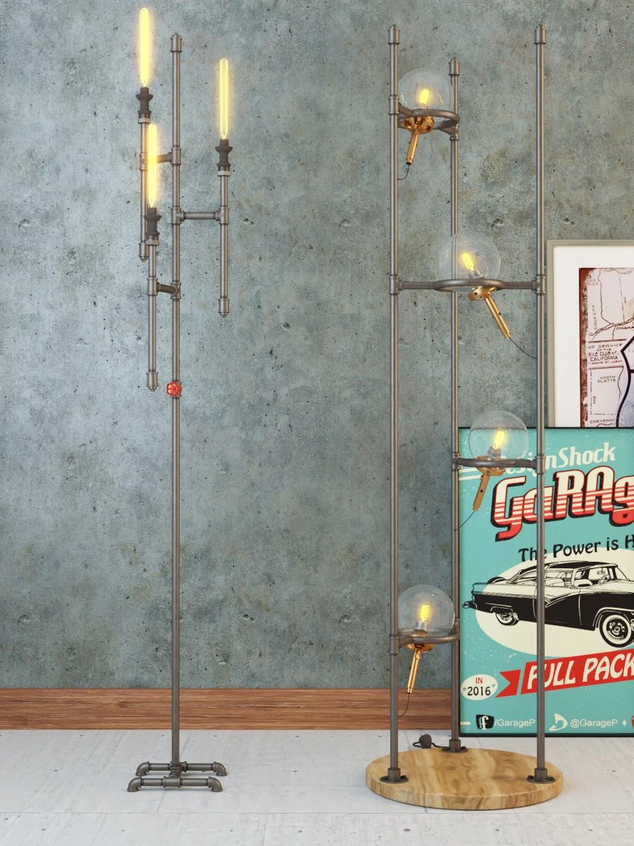 industrial floor lamp l4 3D Model .c4d .max .obj .3ds .fbx .stl .blend