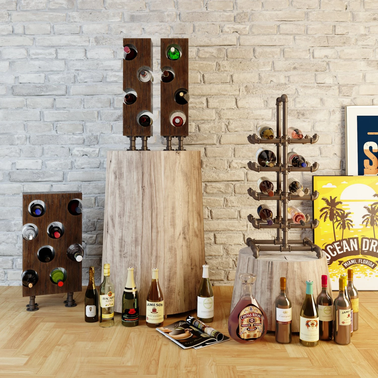 wine rack wr9 3D Model .c4d .max .obj .3ds .fbx .stl .blend 