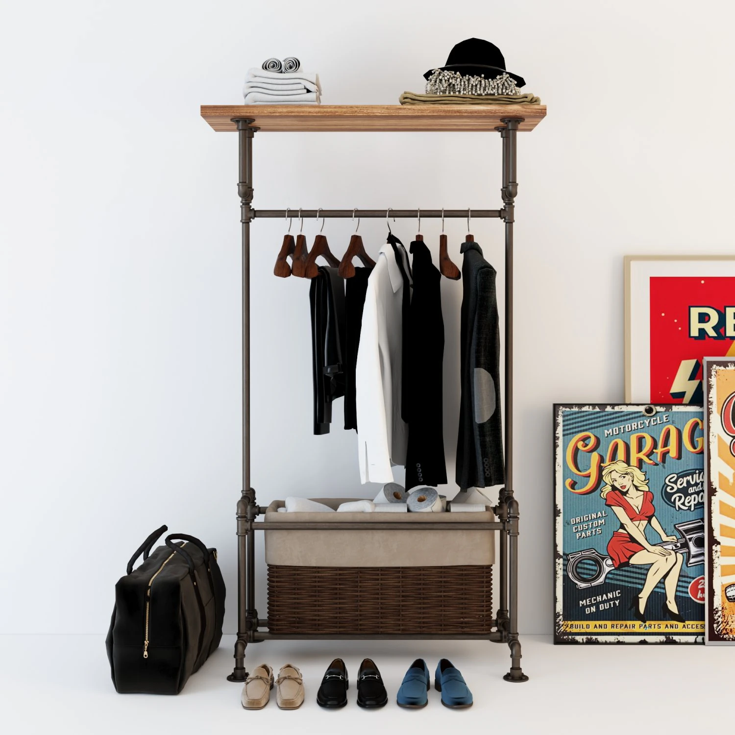 hall tree and clothing rack cr01 3D Model .c4d .max .obj .3ds .fbx .stl .blend 