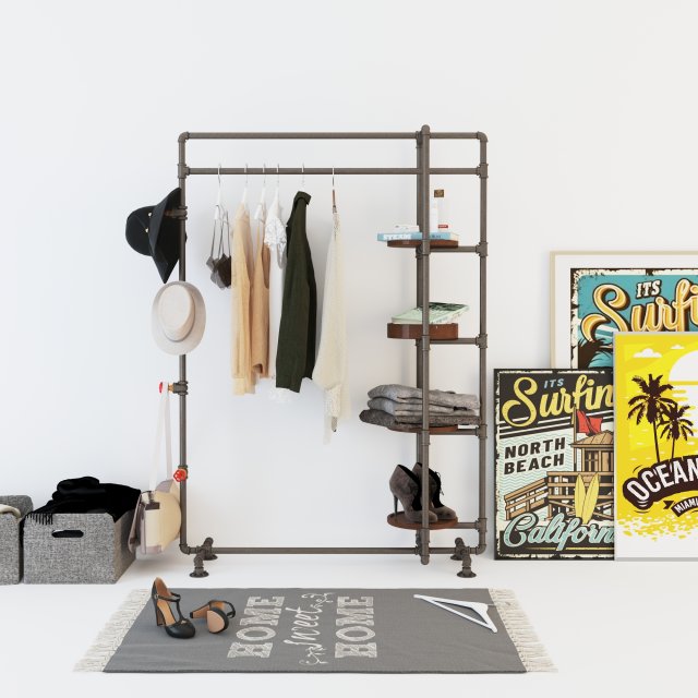 hall tree and clothing rack cr03 3Dモデル .c4d .max .obj .3ds .fbx .stl .blend 