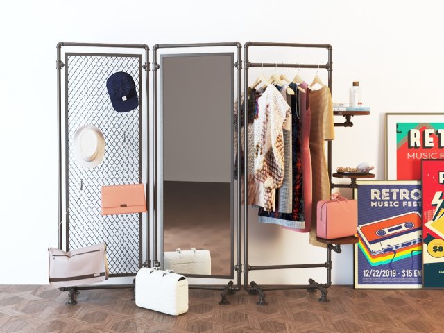 Hall tree and clothing rack cr04 Modelo 3D .c4d .max .obj .3ds .fbx .stl .blend 