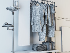 Hall tree and Clothing Rack CR06 Modello 3D