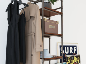 Hall tree and Clothing Rack CR07 3D Model