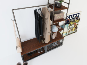 Hall tree and Clothing Rack CR07 3D Model