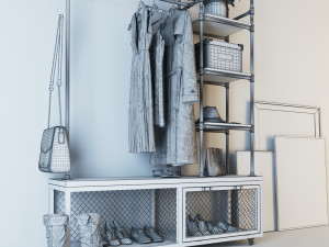 Hall tree and Clothing Rack CR07 3D Model