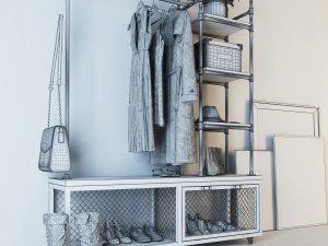 Hall tree and Clothing Rack CR07 3D Model