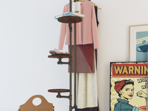 Hall tree and Clothing Rack CR08 3D Model