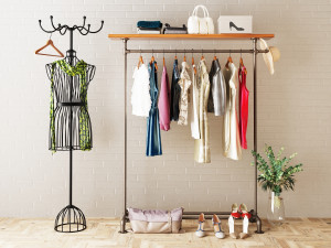 Hall tree and Clothing Rack CR09 3D Model
