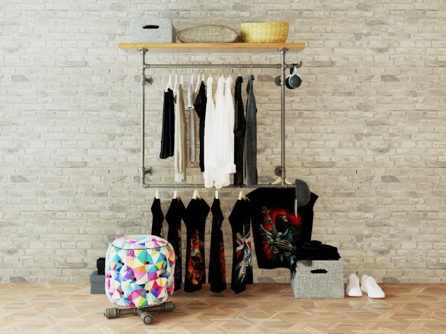 Hall tree and Clothing Rack CR12 3D Model .c4d .max .obj .3ds .fbx .stl .blend 