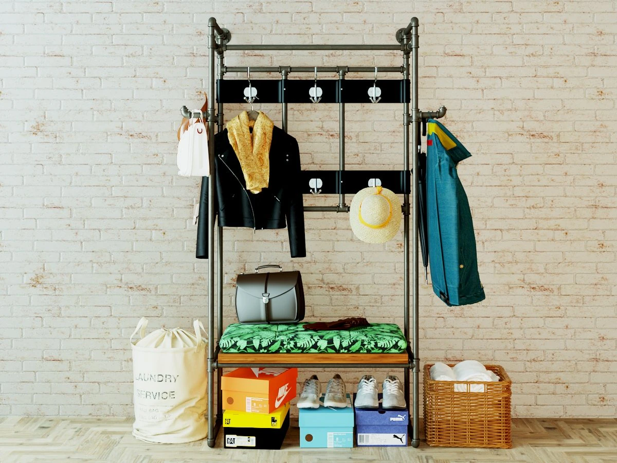 Hall tree and Clothing Rack CR14 3D Model .c4d .max .obj .3ds .fbx .stl .blend