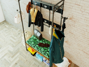 Hall tree and Clothing Rack CR14 Model 3D