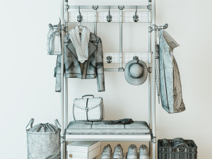 Hall tree and Clothing Rack CR14 Model 3D