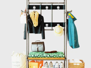 Hall tree and Clothing Rack CR14 3D Model