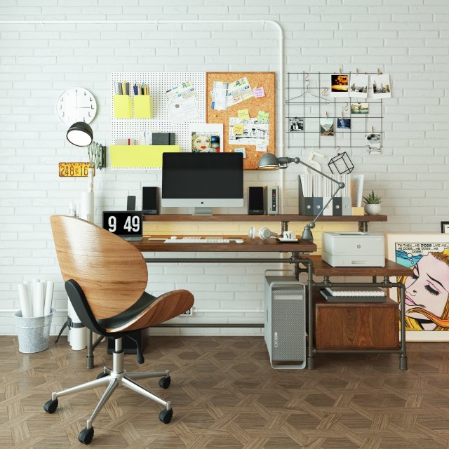 Workplace WP1 3D Модель .c4d .max .obj .3ds .fbx .stl .blend 