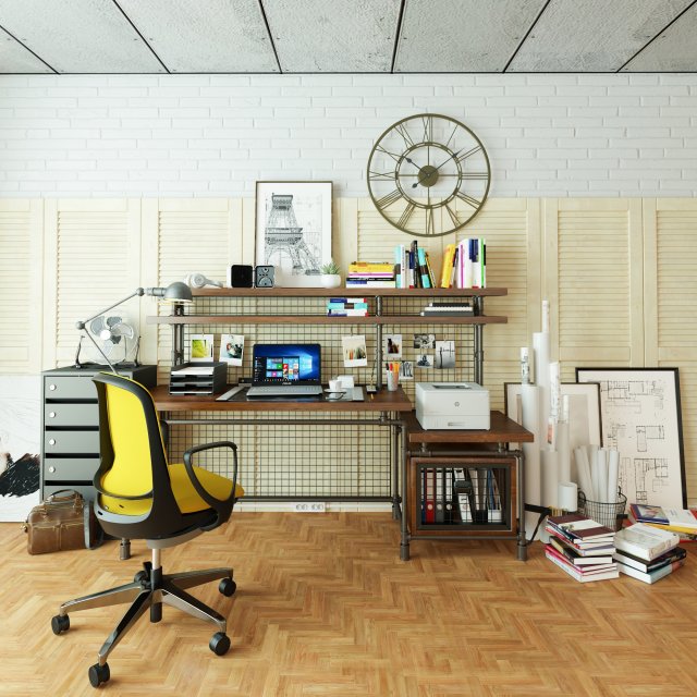 Workplace WP2 3D 모델 .c4d .max .obj .3ds .fbx .stl .blend 