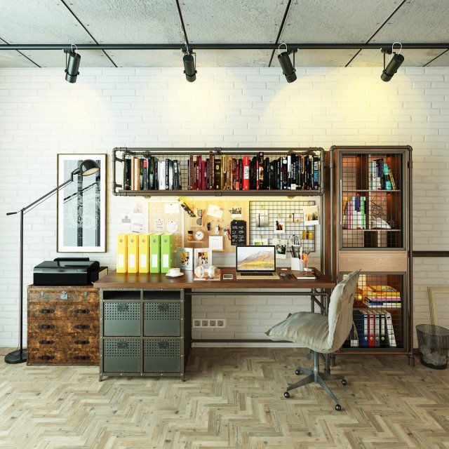 Workplace WP3 3D Model .c4d .max .obj .3ds .fbx .stl .blend 