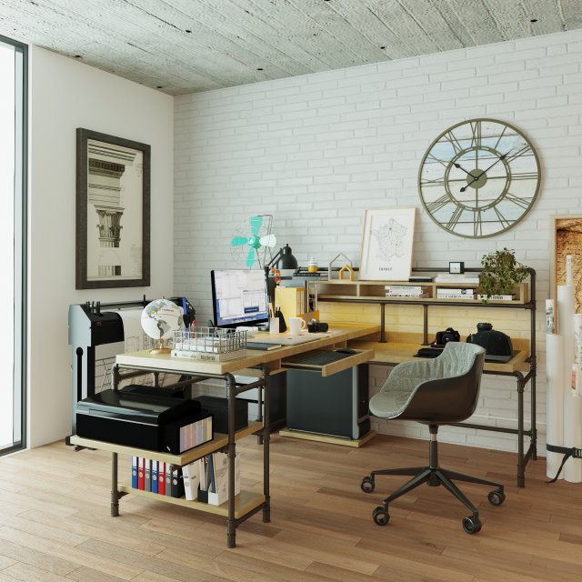 Workplace WP5 3D Модель .c4d .max .obj .3ds .fbx .stl .blend 