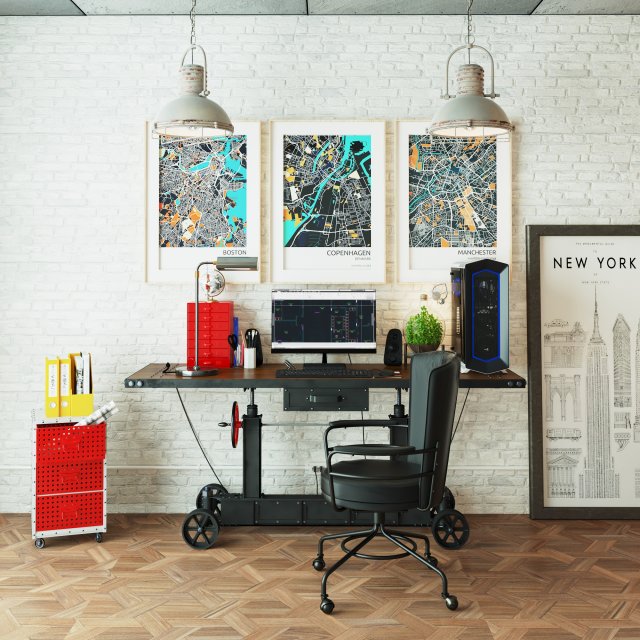 Workplace WP12 Model 3D .c4d .max .obj .3ds .fbx .stl .blend 