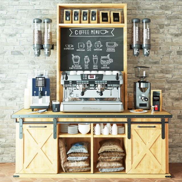 Coffee Bar CB04 3D Model .c4d .max .obj .3ds .fbx .stl .blend 