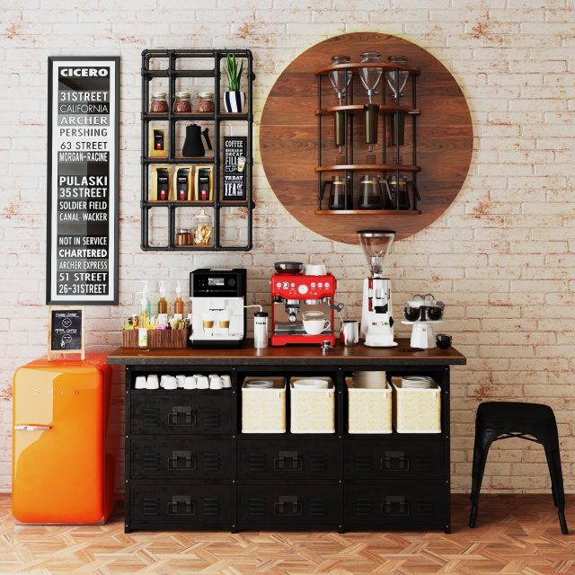 Coffee Bar CB05 3D Модель .c4d .max .obj .3ds .fbx .stl .blend 