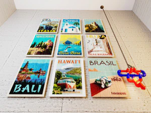 Wooden Vintage Plaques WV1 3D Model
