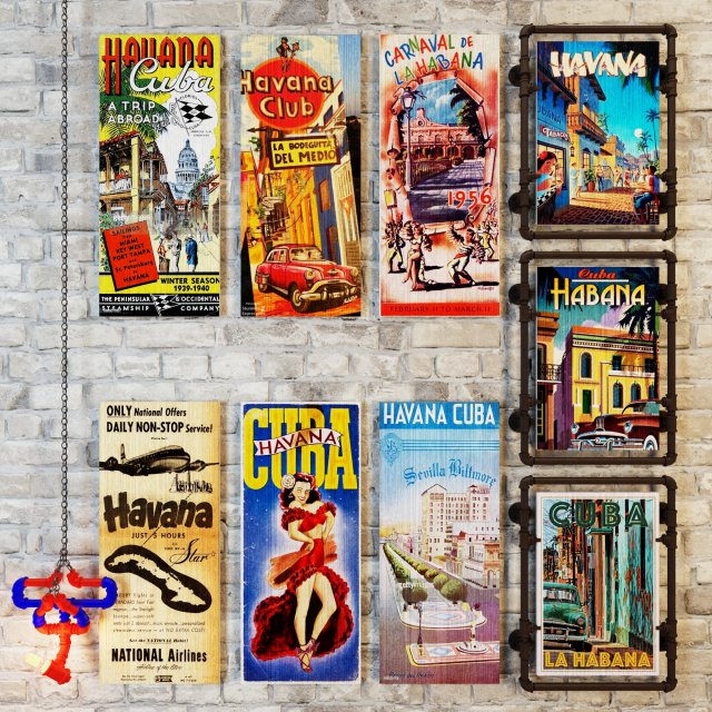 Wooden Vintage Plaques WV3 3D Модель .c4d .max .obj .3ds .fbx .stl .blend 