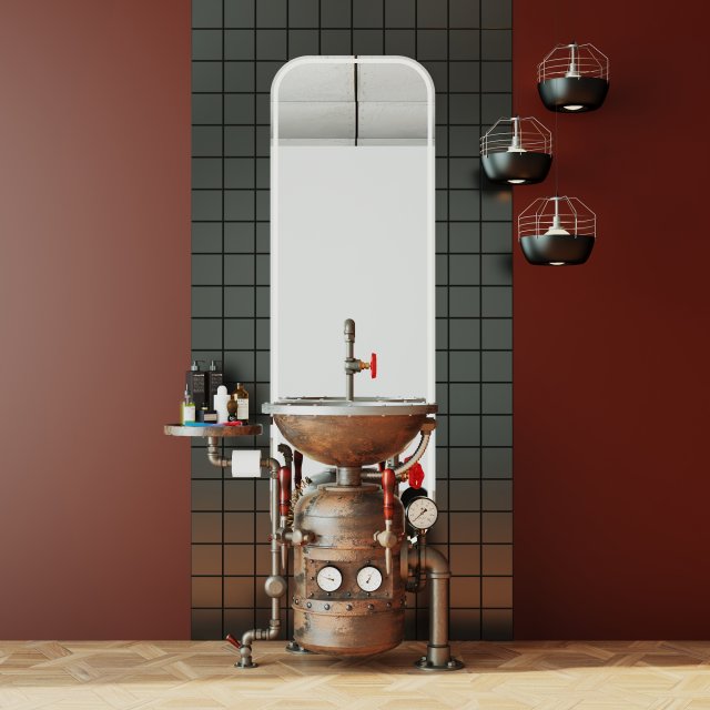 Washbowl P8 3D Model .c4d .max .obj .3ds .fbx .stl .blend 