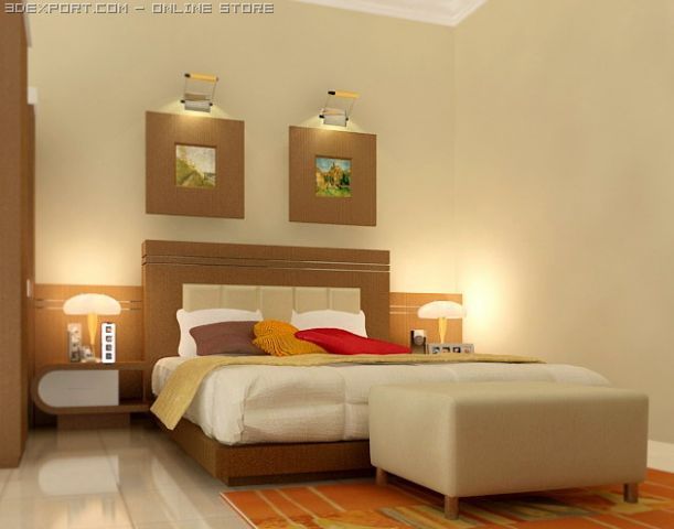 bed set Model 3D .c4d .max .obj .3ds .fbx .stl .blend 