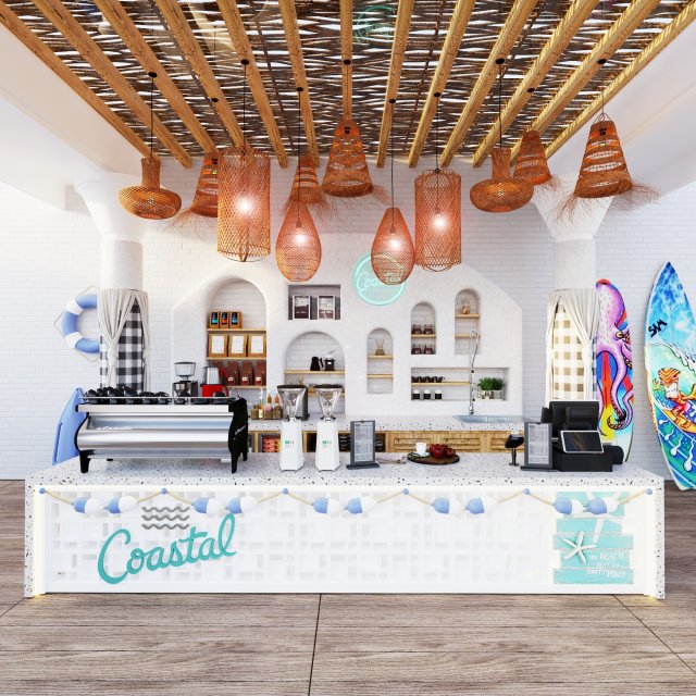 Coffee Bar CB09 3D Модель .c4d .max .obj .3ds .fbx .stl .blend 