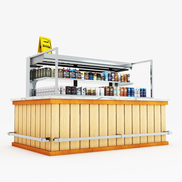 Coffee Drink Display Refrigerator LB22 3D Model .c4d .max .obj .3ds .fbx .stl .blend 