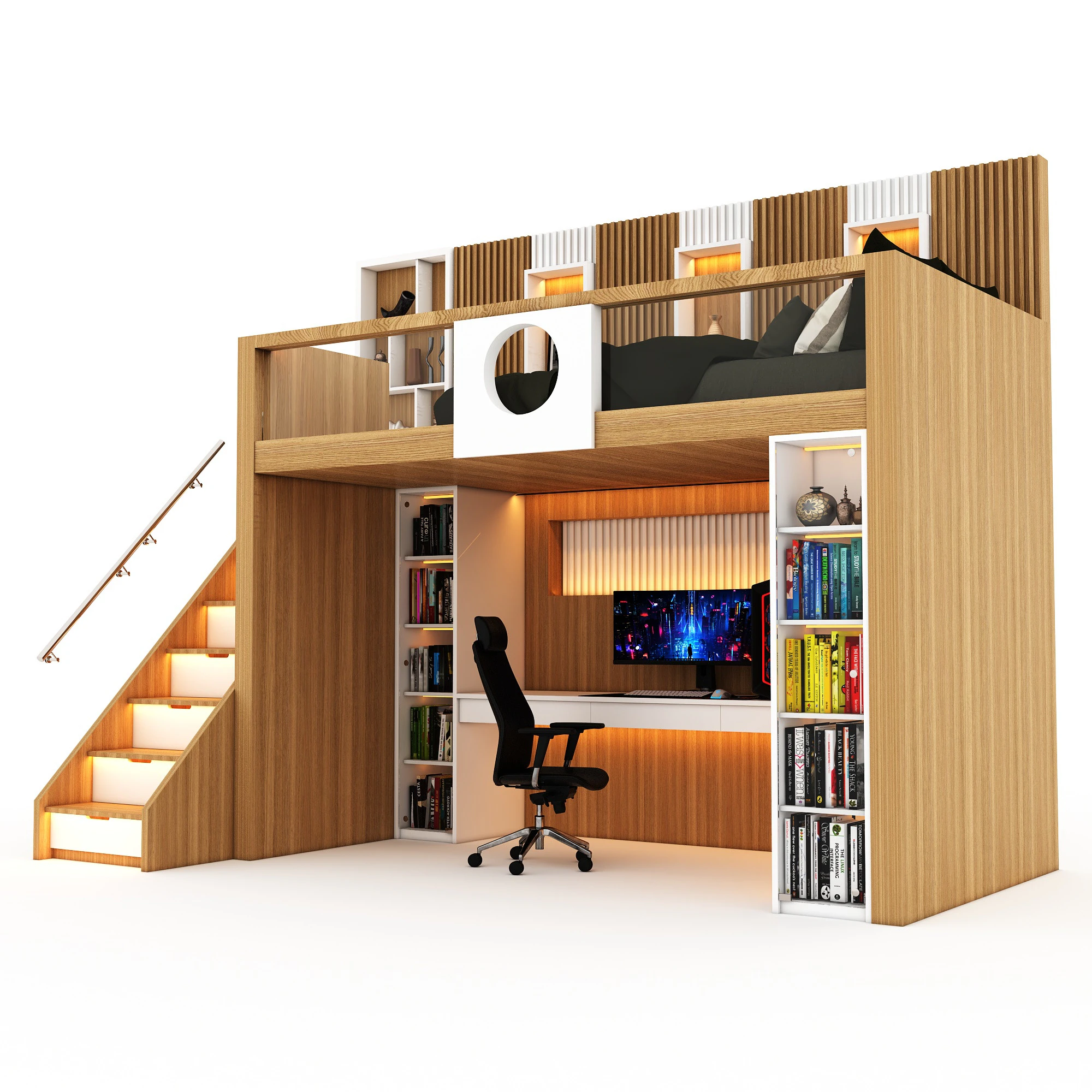 Bunk Bed for Teenager BB1 3D Model .c4d .max .obj .3ds .fbx .stl .blend
