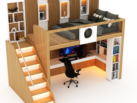 Bunk Bed for Teenager BB1 Modèle 3D