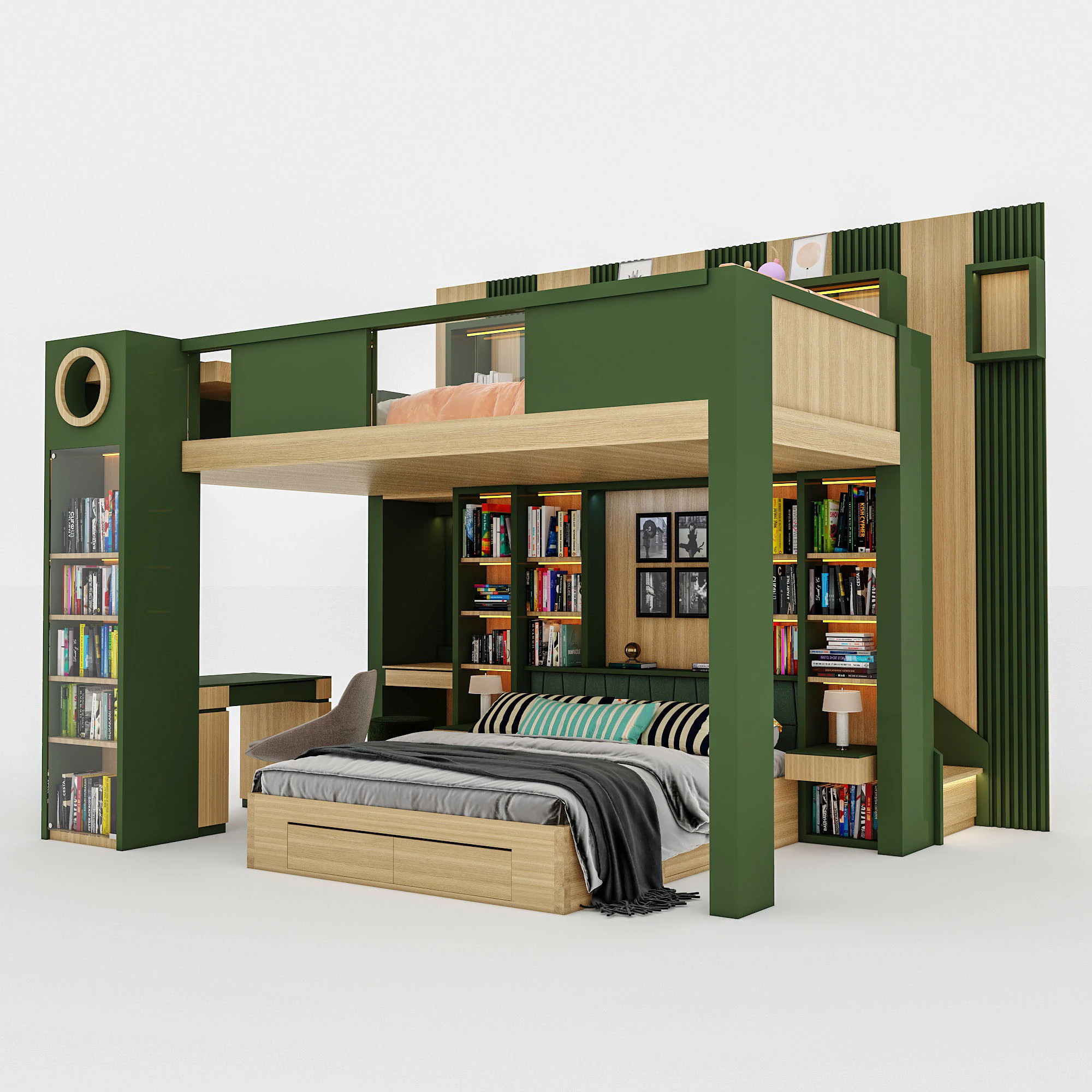 Bunk Bed for Teenager BB2 3D Model .c4d .max .obj .3ds .fbx .stl .blend