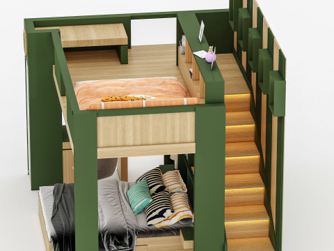 Bunk Bed for Teenager BB2 Modelo 3D